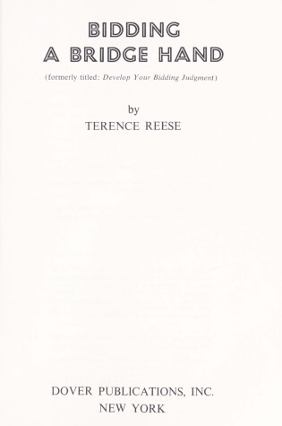 Cover of Bidding a Bridge Hand