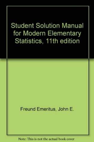 Cover of Student Solution Manual