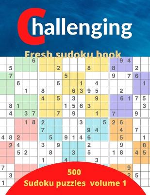 Book cover for challenging fresh sudoku book volume 1