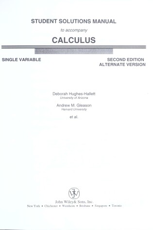 Cover of Student Solutions Manual to Accompany Calculus: