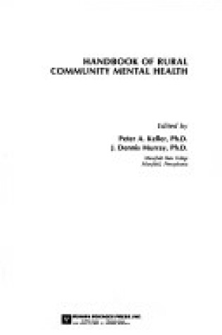 Cover of Handbook of Rural Community Mental Health