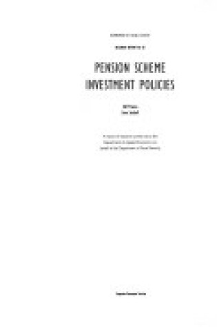 Cover of Pension Scheme Investment Policies