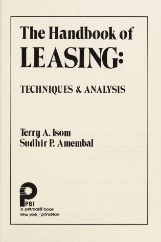 Cover of Handbook of Leasing Techniques and Analysis