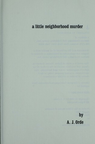 Cover of A Little Neighborhood Murder