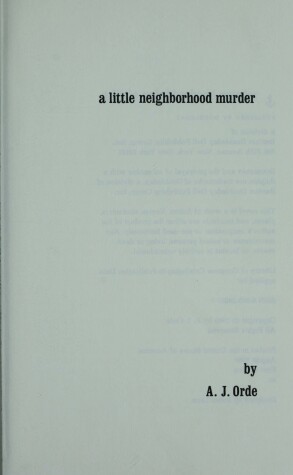 Book cover for A Little Neighborhood Murder