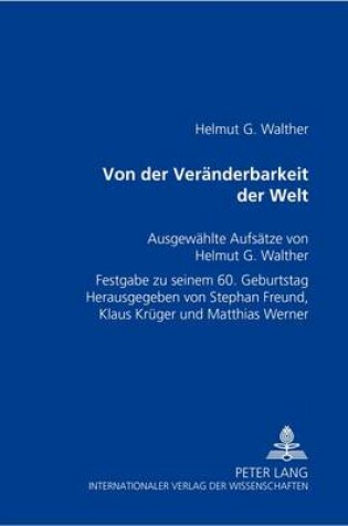 Cover of Von Der Veraenderbarkeit Der Welt