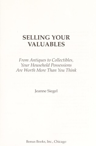 Cover of Selling Your Valuables