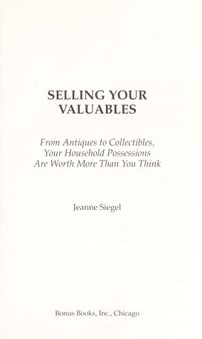 Book cover for Selling Your Valuables