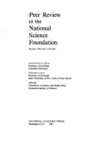 Cover of Peer Review in the National Science Foundation