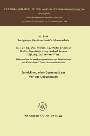 Cover of Entwicklung Einer Systematik Zur Verlagerungsplanung