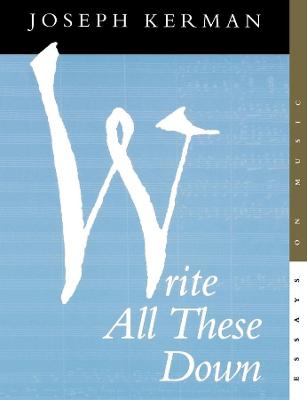 Book cover for Write All These Down