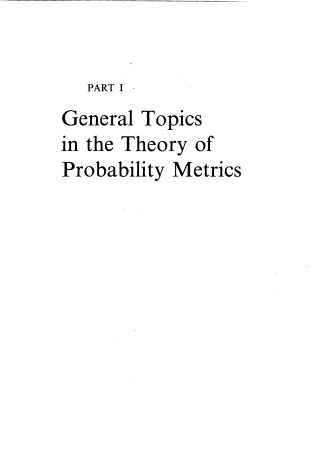 Cover of Probability Metrics and the Stability of Stochastic Models