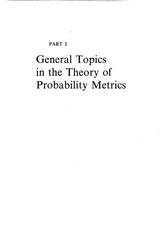 Book cover for Probability Metrics and the Stability of Stochastic Models