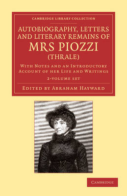 Book cover for Autobiography, Letters and Literary Remains of Mrs Piozzi (Thrale) 2 Volume Set