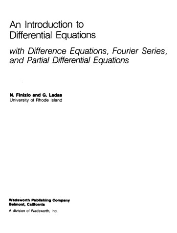 Book cover for An Introduction to Differential Equations with Difference Equations, Fourier Analysis and Partial Differential Equations