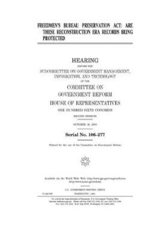 Cover of Freedmen's Bureau Preservation Act