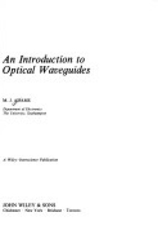 Cover of Introduction to Optical Waveguides