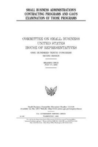 Cover of Small Business Administration's contracting programs and GAO's examination of those programs