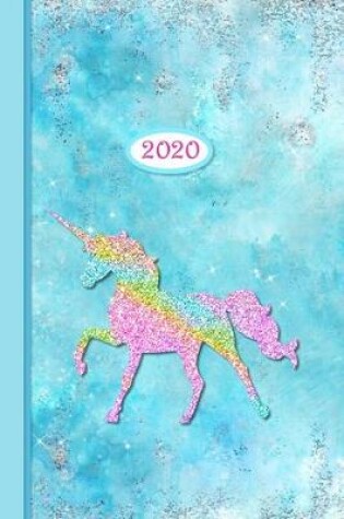 Cover of 2020 Planner - Blue Rainbow Glitter Unicorn