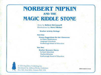 Book cover for Norbert Nipkin and the Magic Riddle Stone Teachers' Resource Pack