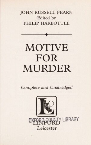Book cover for Motive For Murder