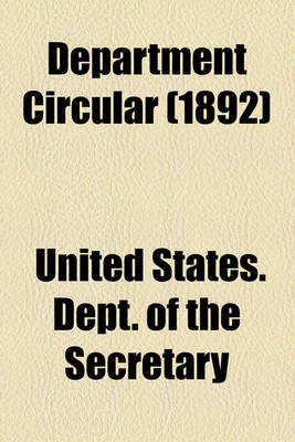 Book cover for Department Circular (1892)