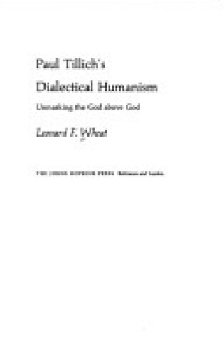 Cover of Paul Tillich's Dialectical Humanism