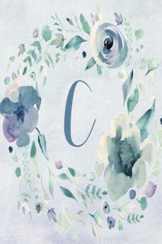 Cover of Notebook 6"x9", Letter C - Blue Purple Floral Design