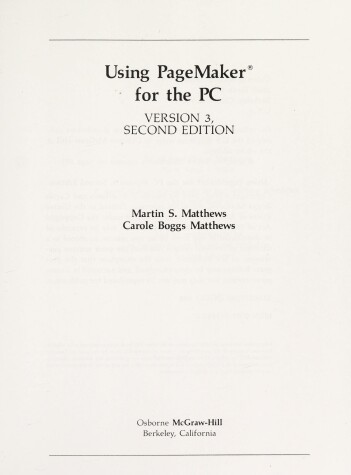 Book cover for Using Pagemaker for the Personal Computer