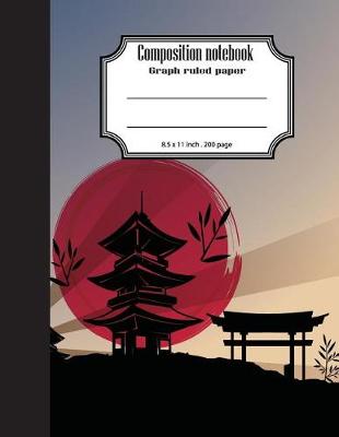 Book cover for Composition notebook graph ruled paper 8.5 x 11" 200 page 4x4 grid per inch, Great Japan and sun