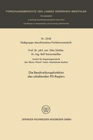 Cover of Die Beschreibungsfunktion Des Schaltenden Pd-Reglers