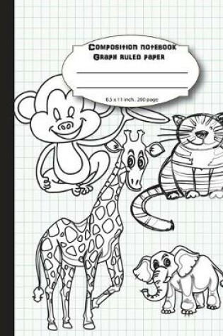 Cover of Composition notebook graph ruled paper 8.5 x 11" 200 page 4x4 grid per inch, Cute wild animal cover