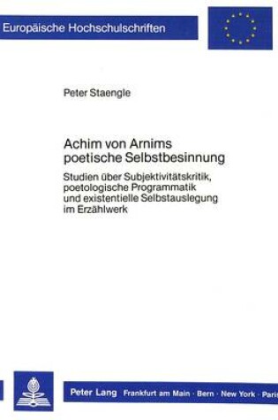 Cover of Achim Von Arnims Poetische Selbstbesinnung