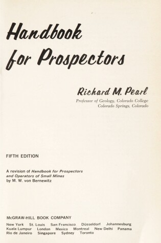 Cover of Handbook for Prospectors