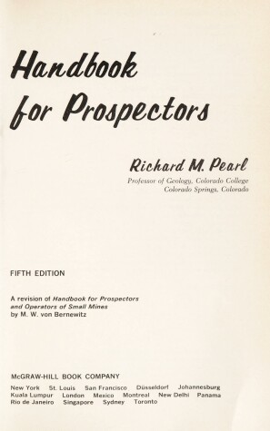Book cover for Handbook for Prospectors