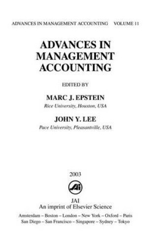 Cover of Adv Management Acc Advma11 H, Volume 11