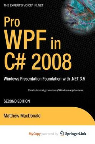 Cover of Pro Wpf with C# 2008