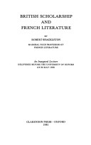 Cover of British Scholarship and French Literature