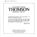 Cover of Alexander "Greek" Thomson