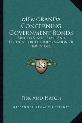 Book cover for Memoranda Concerning Government Bonds