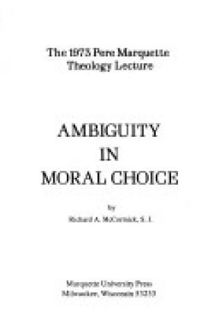 Cover of Ambiguity in Moral Choice