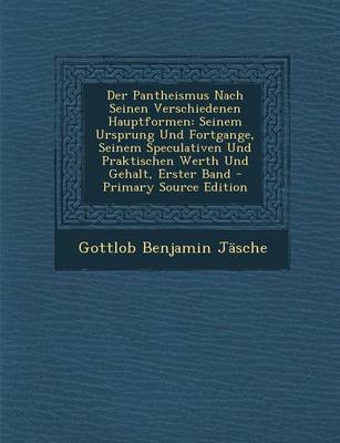 Book cover for Der Pantheismus Nach Seinen Verschiedenen Hauptformen