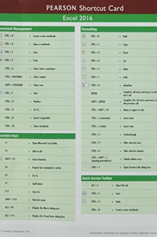 Cover of Prentice Hall Shortcut Card Excel 2016