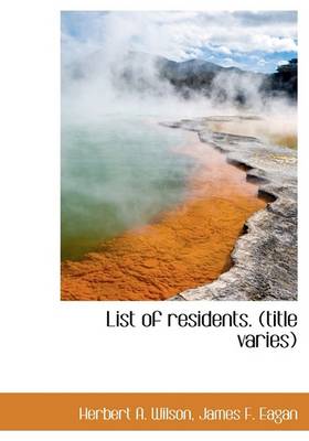 Book cover for List of Residents. (Title Varies)