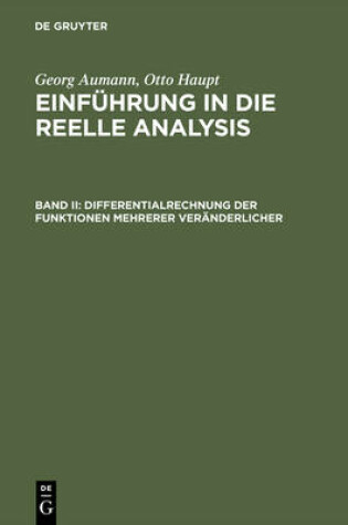 Cover of Differentialrechnung Der Funktionen Mehrerer Veranderlicher