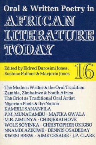 Cover of ALT 16 Oral and Written Poetry in African Literature Today