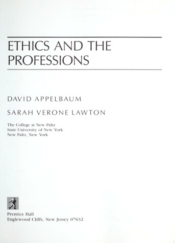 Book cover for Ethics and the Professions