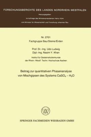 Cover of Beitrag Zur Quantitativen Phasenanalyse Von Mischgipsen Des Systems Caso4 -- H2O