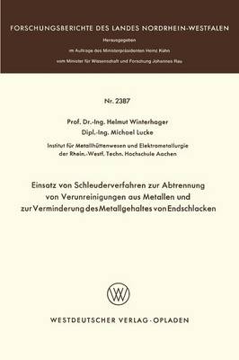 Book cover for Einsatz Von Schleuderverfahren Zur Abtrennung Von Verunreinigungen Aus Metallen Und Zur Verminderung Des Metallgehaltes Von Endschlacken