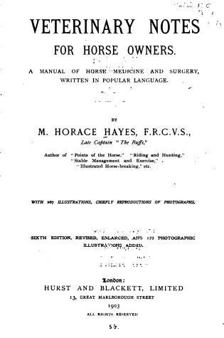 Cover of Veterinary Notes for Horse Owners
